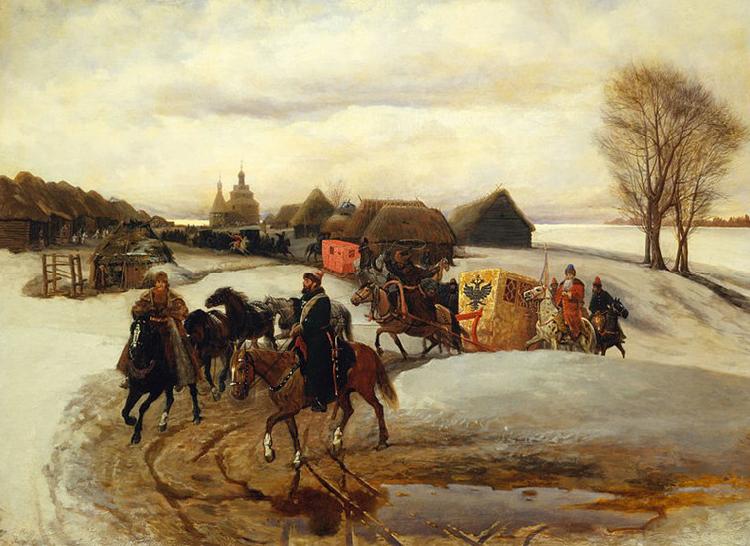 Vyacheslav Schwarz The Spring Pilgrimage of the Tsarina, under Tsar Aleksy Mihailovich China oil painting art